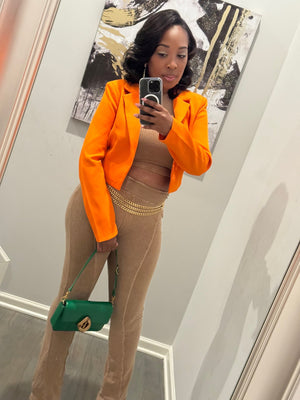 Hayden Orange Cropped Blazer