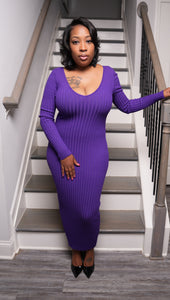 Aurora Purple Classic V-Neck Dress