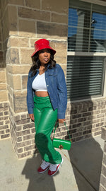 Arlet Green Faux Leather Pants