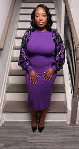 Raelynn Purple Sequins Sleeve Dress