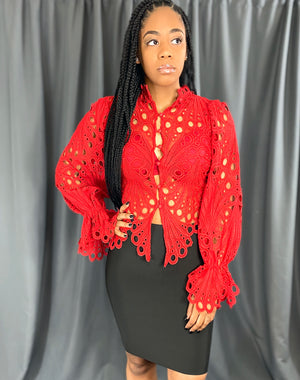 Remi Red Lace Blouse