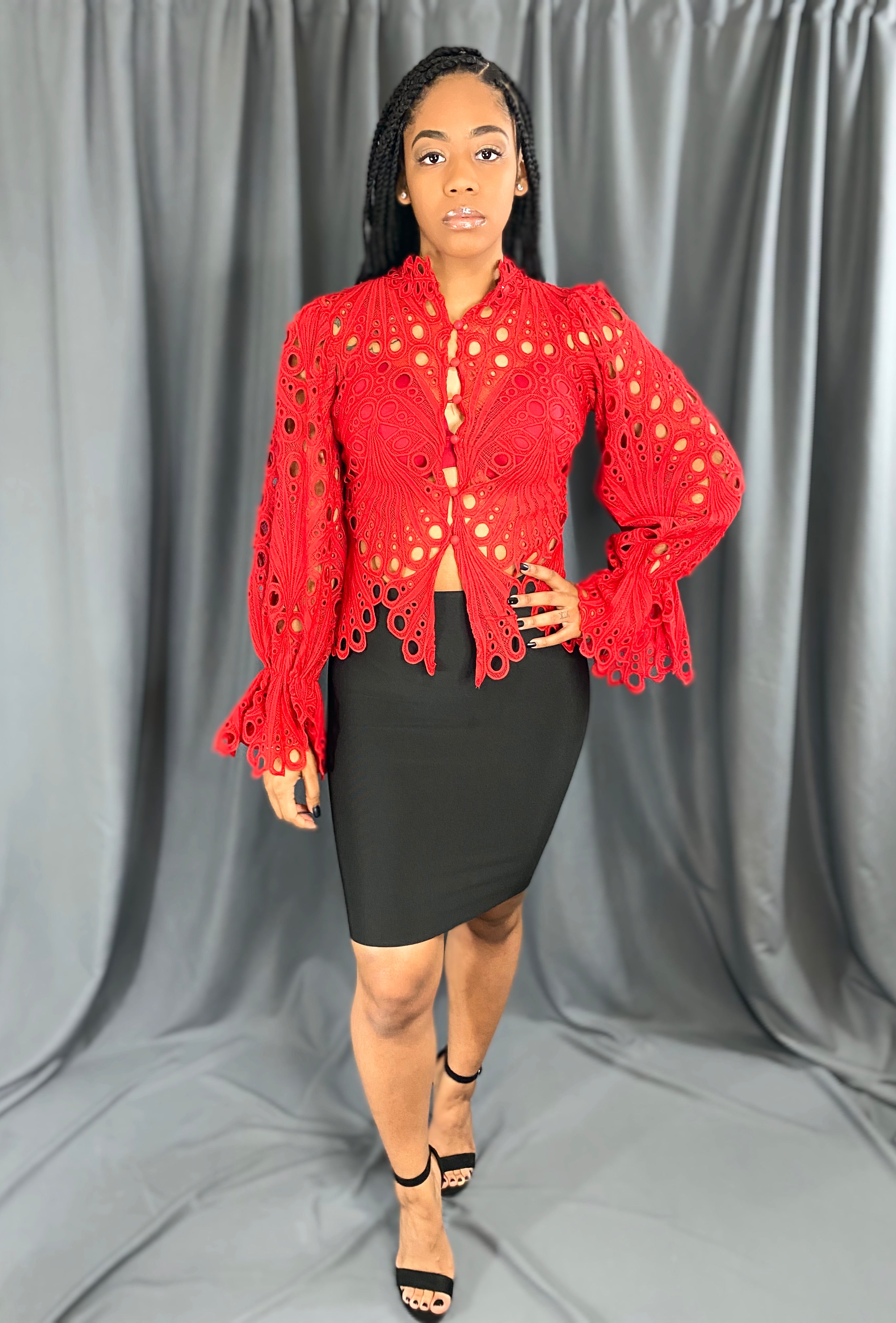 Remi Red Lace Blouse