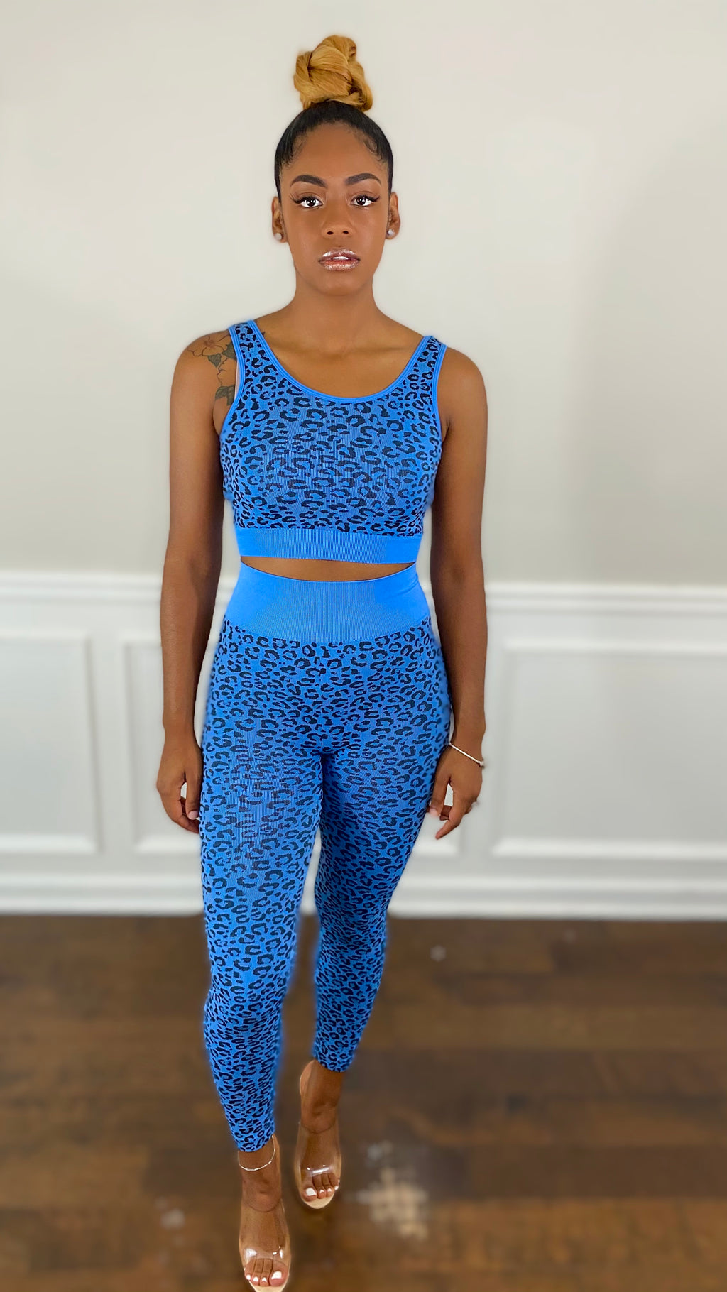 Nova Blue Leopard Print 2 Piece Set