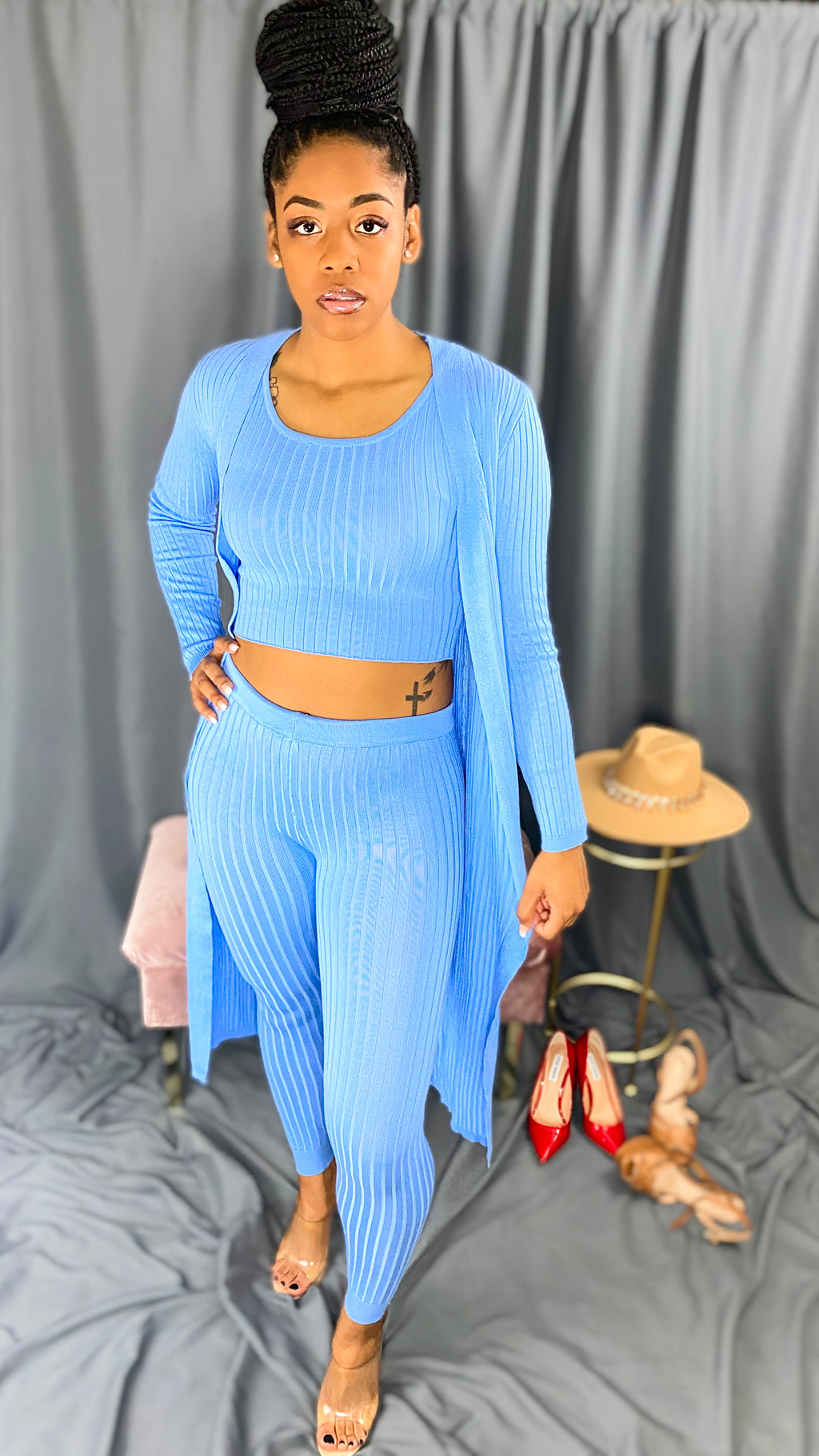 Violet 3 Piece Denim Blue Set