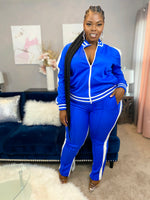 Curvy Royal Blue Outdo Me Track Suit