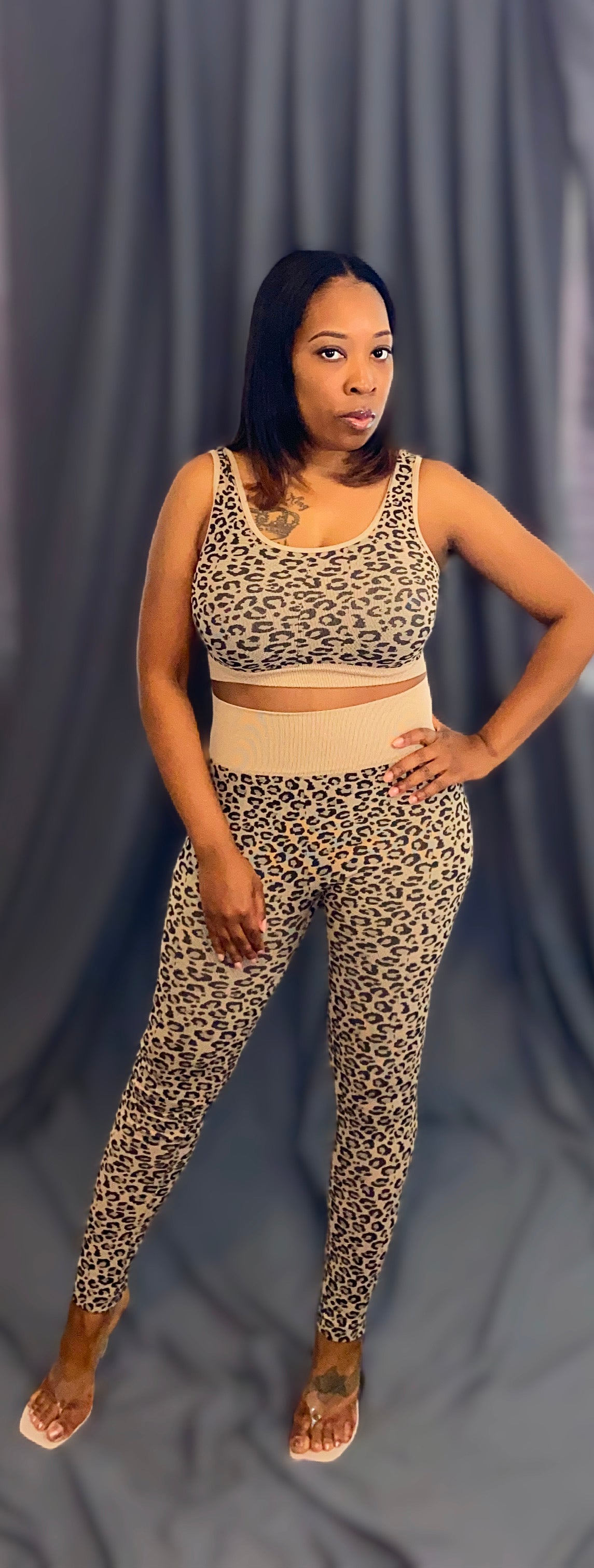 Nova Taupe Leopard Print 2 Piece Set